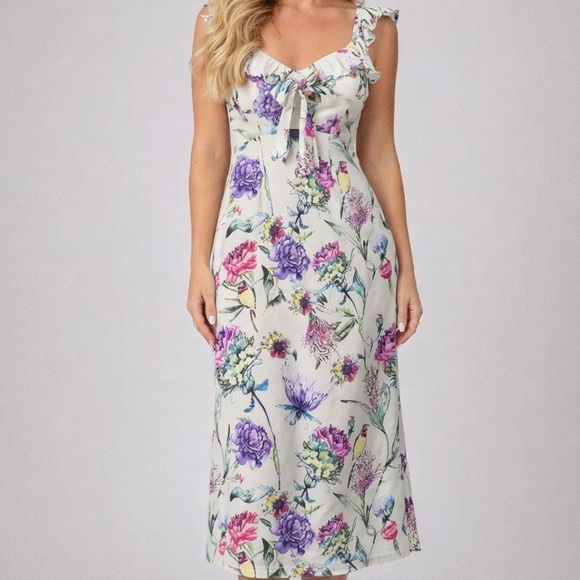 None Dresses & Skirts - 🆕Frill trim cami dress w/knot open back